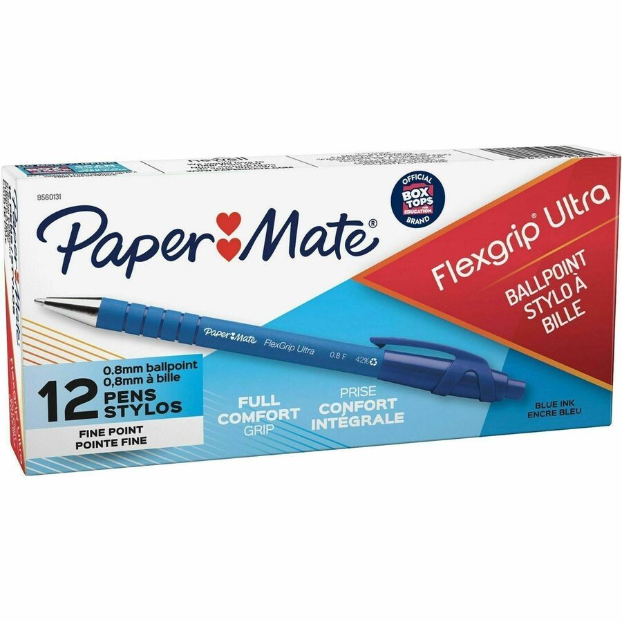 Paper Mate Flexgrip Ultra Retractable Pens - Fine Pen Point - Refillable - Retractable - Blue Ink - Alcohol Based - Rubb