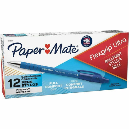 Paper Mate Flexgrip Ultra Retractable Pens - Fine Pen Point - Refillable - Retractable - Blue Ink - Alcohol Based - Rubb