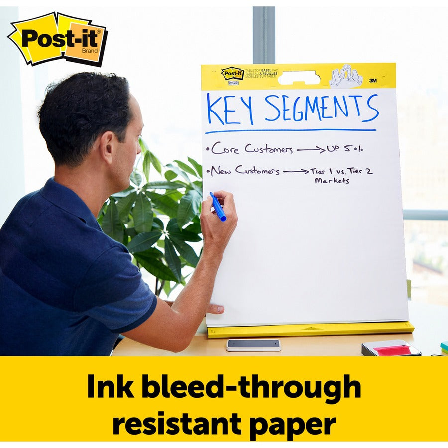 Post-it® Super Sticky Tabletop Easel Pad with Dry Erase Surface - 20 Sheets - Plain - Stapled - 18.50 lb Basis Weight - 