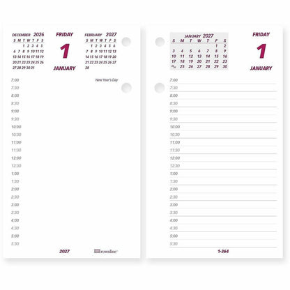 Brownline Daily Calendar Refill for C2S Stand, English - Daily - 12 Month - January 2027 to December 2027 - 7:00 AM to 6