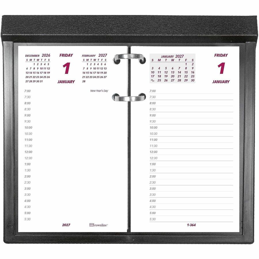 Brownline Daily Calendar Refill for C2S Stand, English - Daily - 12 Month - January 2027 to December 2027 - 7:00 AM to 6