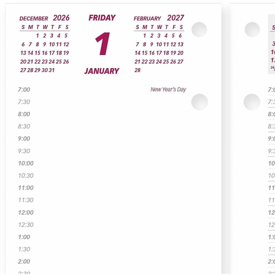 Brownline Daily Calendar Refill for C2S Stand, English - Daily - 12 Month - January 2027 to December 2027 - 7:00 AM to 6