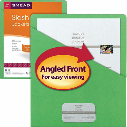 Smead Letter Recycled File Jacket - 8 1/2" x 11" - 1 Front Pocket - 11 pt. - Green - 10% Recycled - 25 / Pack