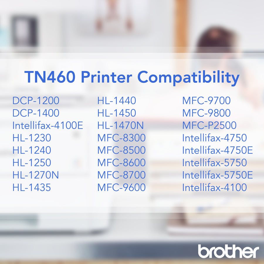 Brother TN460 Original Laser Toner Cartridge - Black - 1 Each - 6000 Pages