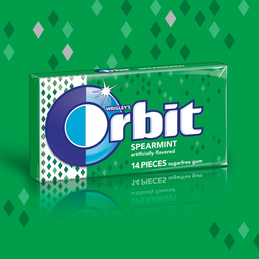 Orbit Spearmint Sugar-free Gum - 12 packs - Spearmint - Individually Wrapped - 14 /Pack - 12 / Box