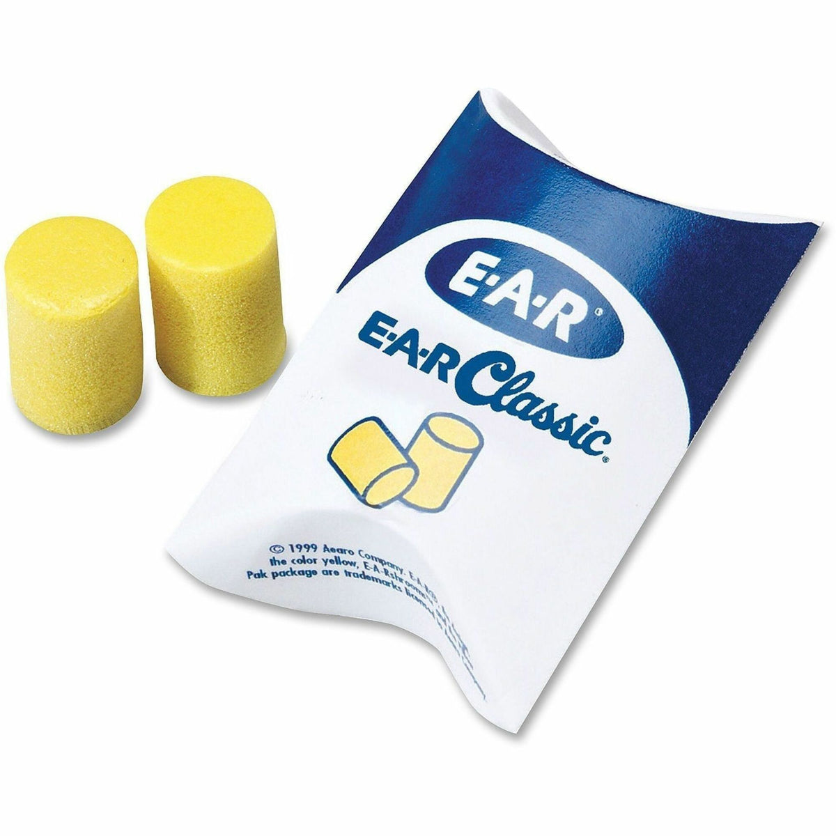 Aearo Classic Uncorded Earplugs - Noise Protection - Foam - Yellow - Moisture Resistant, Washable, Uncorded - 1 Box
