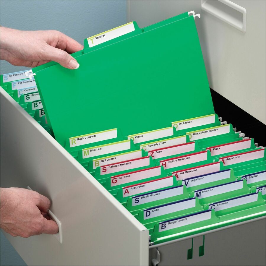 Smead FasTab 1/3 Tab Cut Letter Recycled Hanging Folder - 8 1/2" x 11" - Top Tab Location - Assorted Tab Position - 11 p