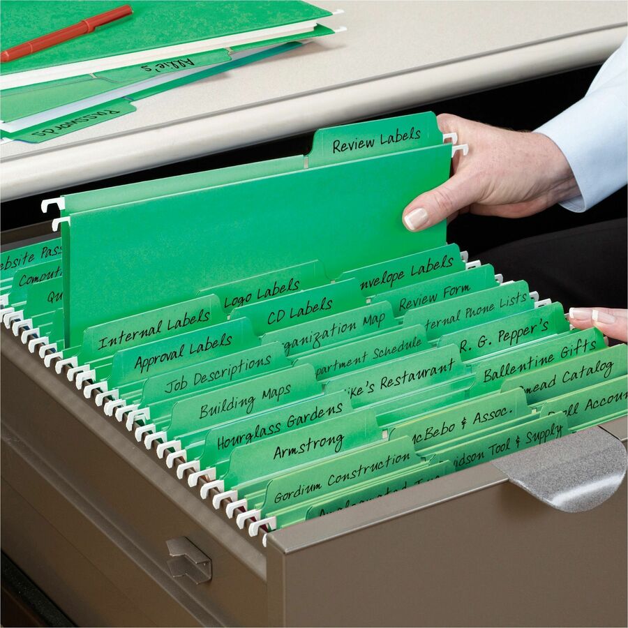 Smead FasTab 1/3 Tab Cut Letter Recycled Hanging Folder - 8 1/2" x 11" - Top Tab Location - Assorted Tab Position - 11 p