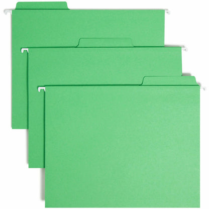 Smead FasTab 1/3 Tab Cut Letter Recycled Hanging Folder - 8 1/2" x 11" - Top Tab Location - Assorted Tab Position - 11 p