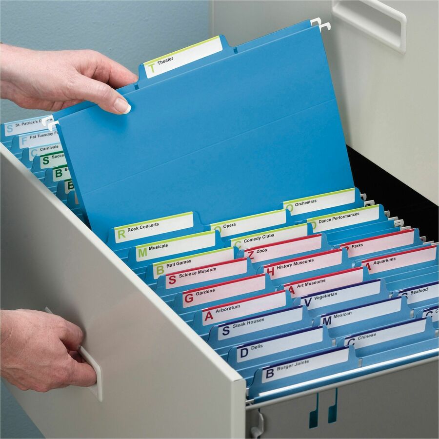 Smead FasTab 1/3 Tab Cut Letter Recycled Hanging Folder - 8 1/2" x 11" - Top Tab Location - Assorted Tab Position - 11 p