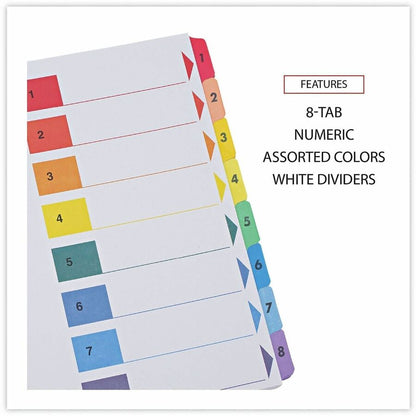Universal Index Divider - 8 Printed Side Tab(s) - Digit - 1-8, Table of Contents - 8.5" Divider Width x 11" Divider Leng