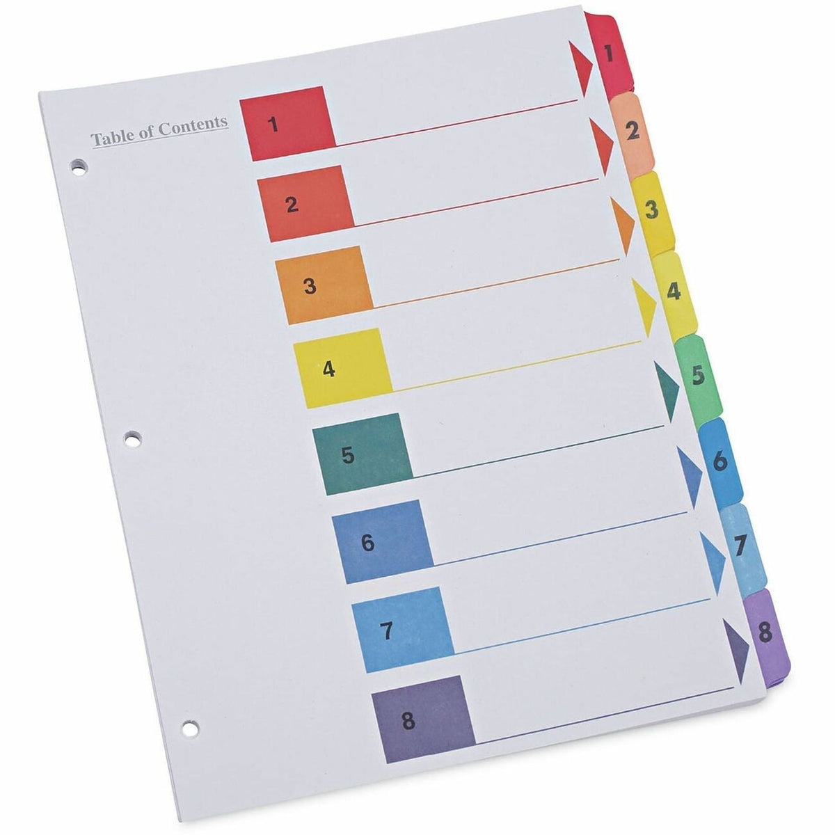 Universal Index Divider - 8 Printed Side Tab(s) - Digit - 1-8, Table of Contents - 8.5" Divider Width x 11" Divider Leng