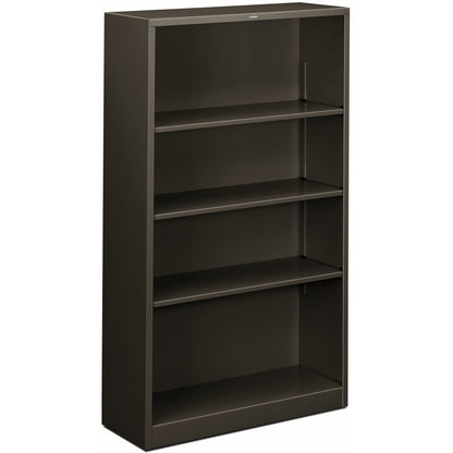 HON Brigade Steel Bookcase - 4 Shelf(ves) - 59" Height x 34.50" Width x 12.62" Depth - Adjustable Shelf, Reinforced, Wel