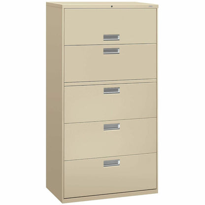 HON Brigade 600 H685 Lateral File - 67" Height x 36" Width x 18" Depth - Total Drawer(s): 5 - Finish: Putty - 1 Each
