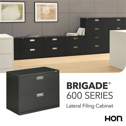HON Brigade 600 H682 Lateral File - 28.4" Height x 36" Width x 18" Depth - Total Drawer(s): 2 - Finish: Charcoal - 1 Eac
