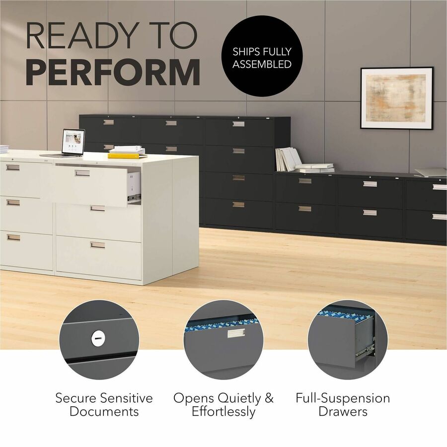 HON Brigade 600 H682 Lateral File - 28.4" Height x 36" Width x 18" Depth - Total Drawer(s): 2 - Finish: Charcoal - 1 Eac