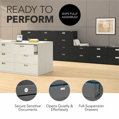 HON Brigade 600 H682 Lateral File - 28.4" Height x 36" Width x 18" Depth - Total Drawer(s): 2 - Finish: Charcoal - 1 Eac