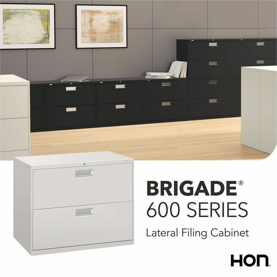 HON Brigade 600 H682 Lateral File - 28.4" Height x 36" Width x 18" Depth - Total Drawer(s): 2 - Finish: Light Gray - 1 E