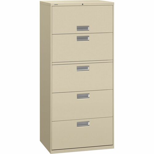 HON Brigade 600 H675 Lateral File - 67" Height x 30" Width x 18" Depth - Total Drawer(s): 5 - Finish: Putty - 1 Each