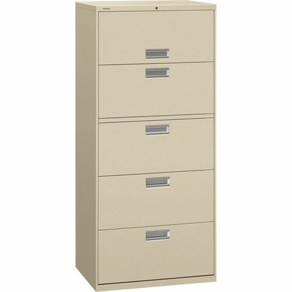 HON Brigade 600 H675 Lateral File - 67" Height x 30" Width x 18" Depth - Total Drawer(s): 5 - Finish: Putty - 1 Each