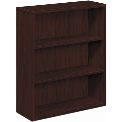 HON 10500 H105533 Bookcase - 43.4" Height x 36" Width x 13.1" Depth - 3 Shelve(s) - Flat Edge - Finish: Mahogany - Glide