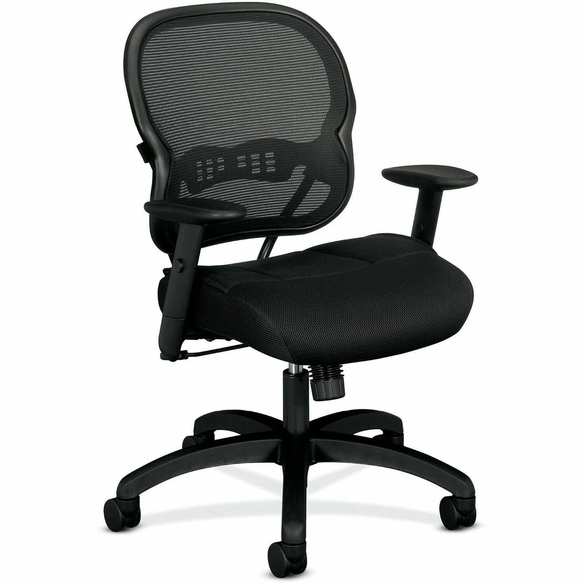 HON Wave Chair - Black Seat Color - Fabric Seat Material - Black Back Color - Reinforced Resin, Mesh Back Material - Bla
