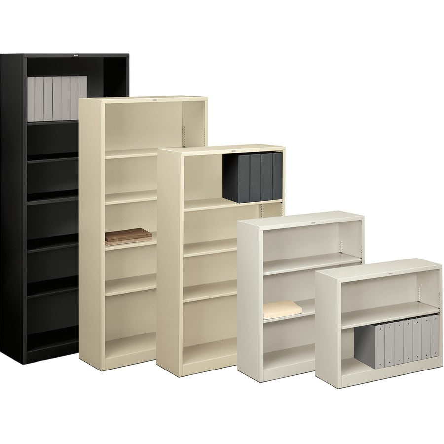 HON Brigade Steel Bookcase - 3 Shelf(ves) - 41" Height x 34.50" Width x 12.62" Depth - Adjustable Shelf, Reinforced, Wel