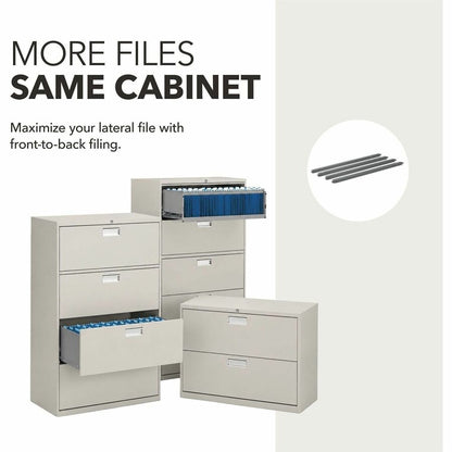 HON Single Front-to-Back Hanging File Rails - Letter/Legal - Steel - Gray - 4 / Pack