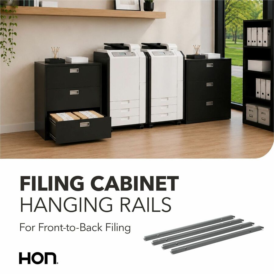 HON Single Front-to-Back Hanging File Rails - Letter/Legal - Steel - Gray - 4 / Pack