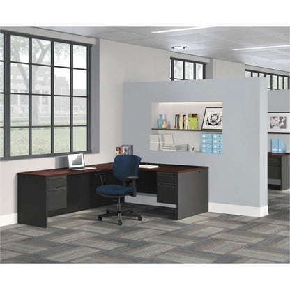 HON 38000 H38294L Pedestal Desk - 29.5" Height x 72" Width x 36" Depth - Total Drawer(s): 2Left Side - Waterfall Edge - 