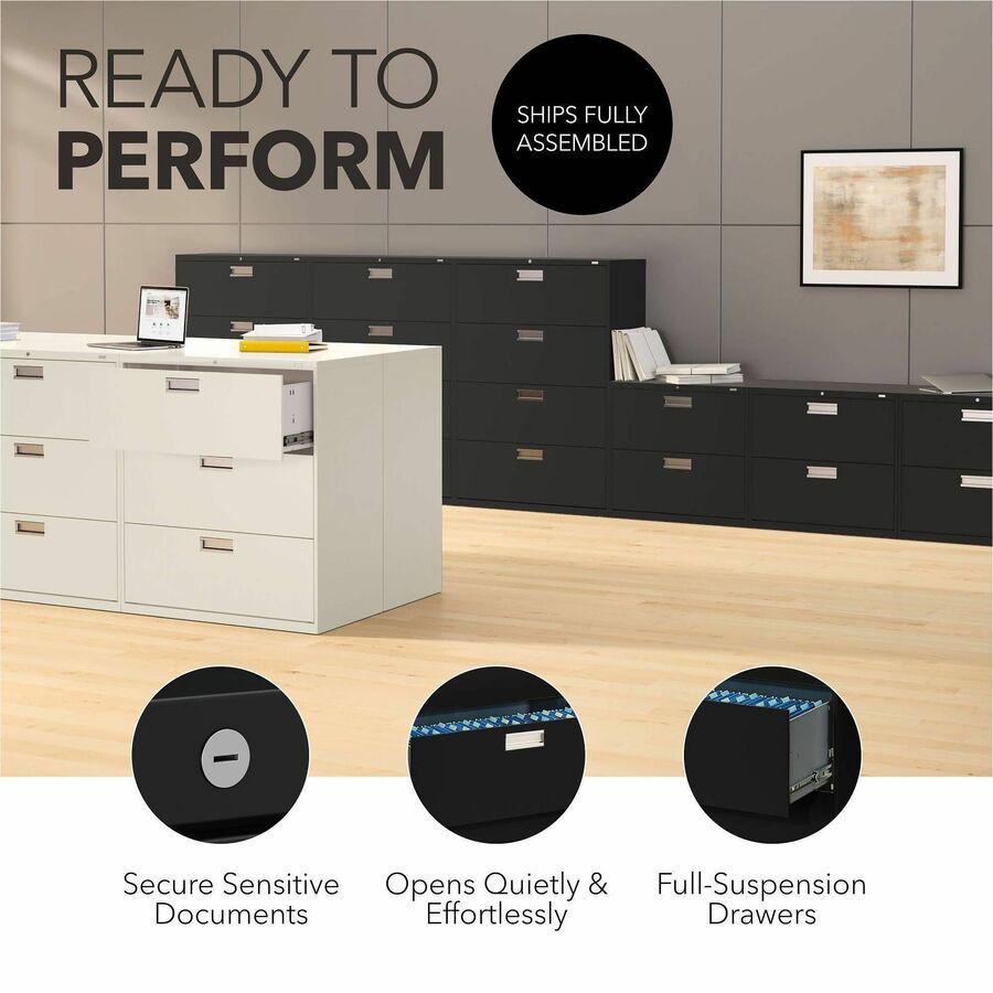 HON Brigade 600 H682 Lateral File - 28.4" Height x 36" Width x 19.3" Depth - Total Drawer(s): 2 - Finish: Black - 1 Each