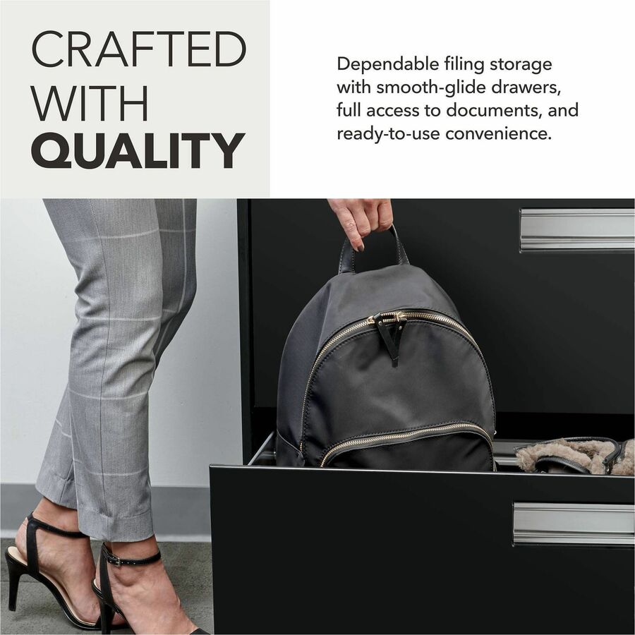 HON Brigade 600 H682 Lateral File - 28.4" Height x 36" Width x 19.3" Depth - Total Drawer(s): 2 - Finish: Black - 1 Each