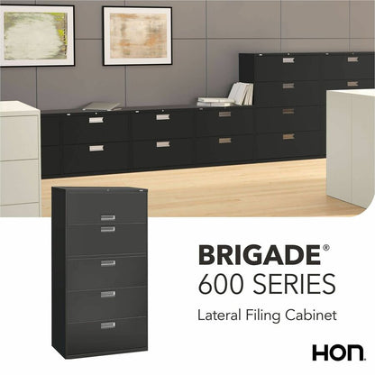 HON Brigade 600 H685 Lateral File - 67" Height x 36" Width x 18" Depth - Total Drawer(s): 5 - Finish: Charcoal - 1 Each