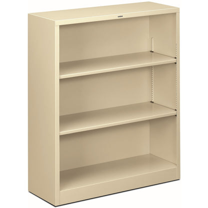 HON Brigade Steel Bookcase - 3 Shelf(ves) - 41" Height x 34.50" Width x 12.62" Depth - Adjustable Shelf, Reinforced, Wel