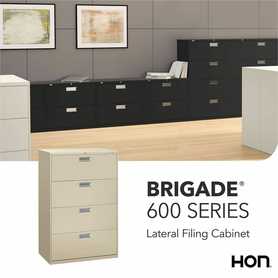 HON Brigade 600 H684 Lateral File - 53.3" Height x 36" Width x 18" Depth - Total Drawer(s): 4 - Finish: Putty - 1 Each