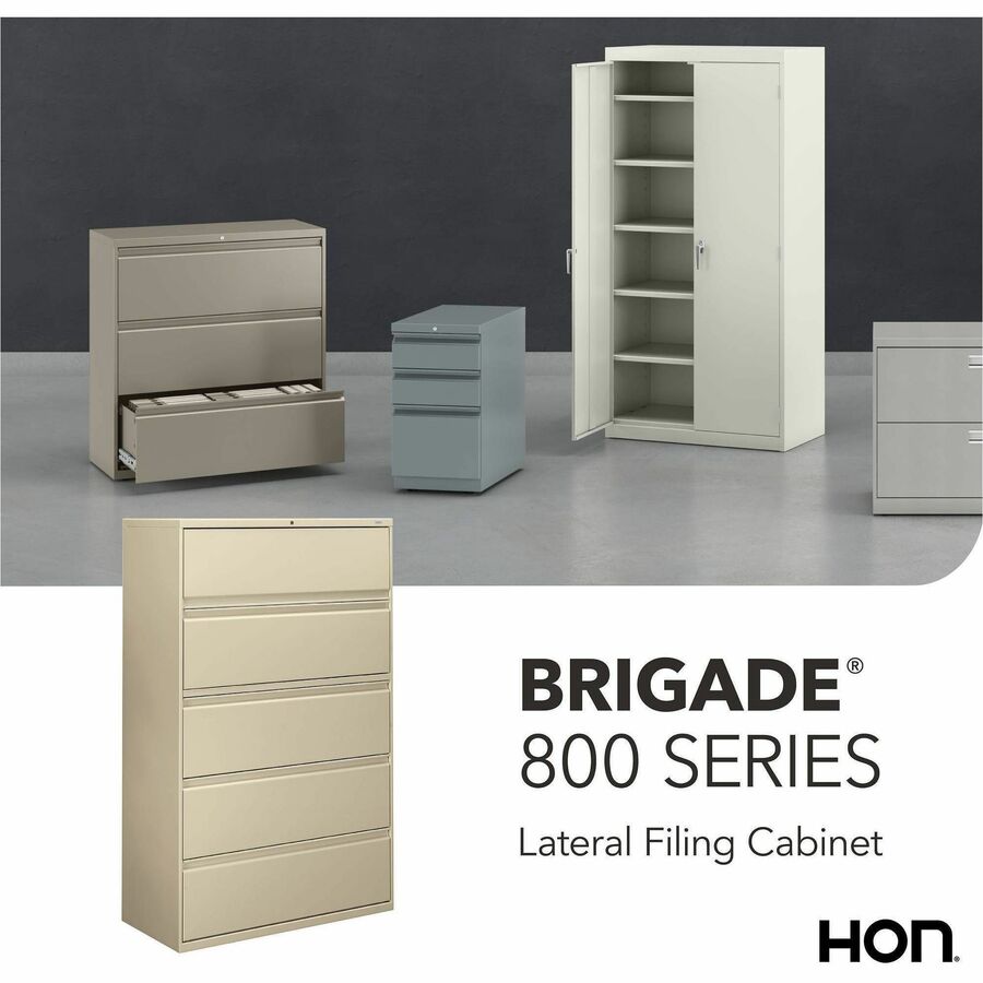 HON Brigade 800 H895 Lateral File - 64.3" Height x 42" Width x 18" Depth - Total Drawer(s): 5 - Finish: Putty - 1 Each