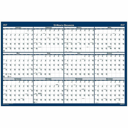 House of Doolittle Write-on Laminated Wall Planner - Professional - Julian Dates - Yearly - 12 Month - January 2027 to D