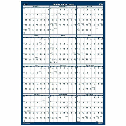 House of Doolittle Write-on Laminated Wall Planner - Professional - Julian Dates - Yearly - 12 Month - January 2027 to D