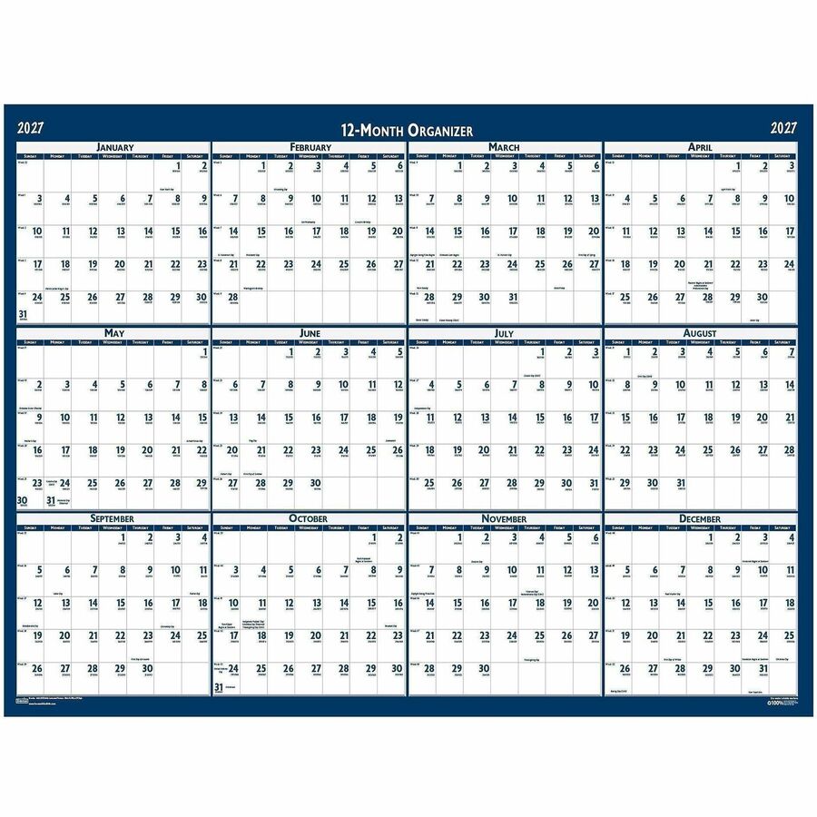 House of Doolittle Recycled Laminated Reversible Planner - Professional - Julian Dates - Yearly - 12 Month - January 202