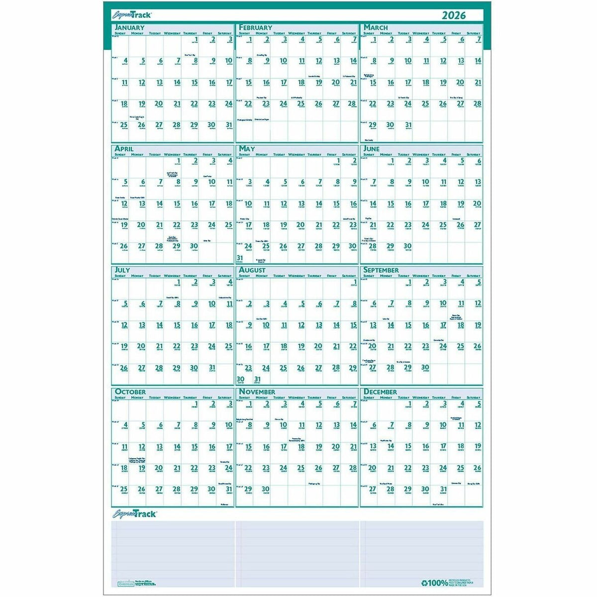 House of Doolittle Express Track Yearly Laminated Planner - Julian Dates - Yearly - 12 Month - January 2027 to December 