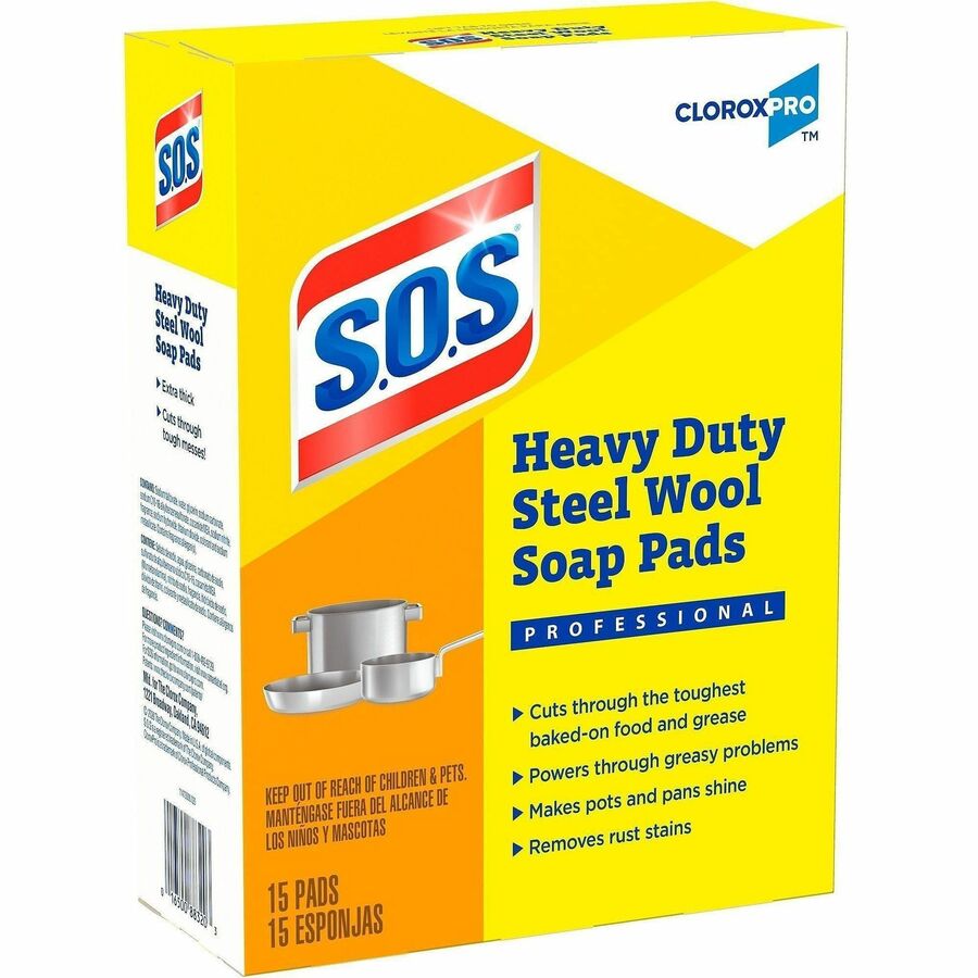 CloroxPro™ S.O.S® Steel Wool Soap Pads - For Multi Surface - Pad - 4" Length x 5" Width - 12 / Carton