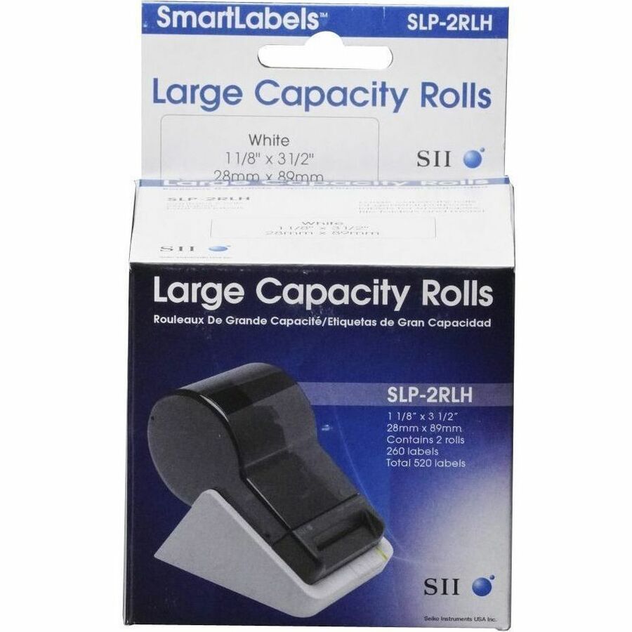 Seiko SmartLabels Large Capacity Address Label Rolls - 1 1/8" Width x 3 1/2" Length - Rectangle - Direct Thermal - White