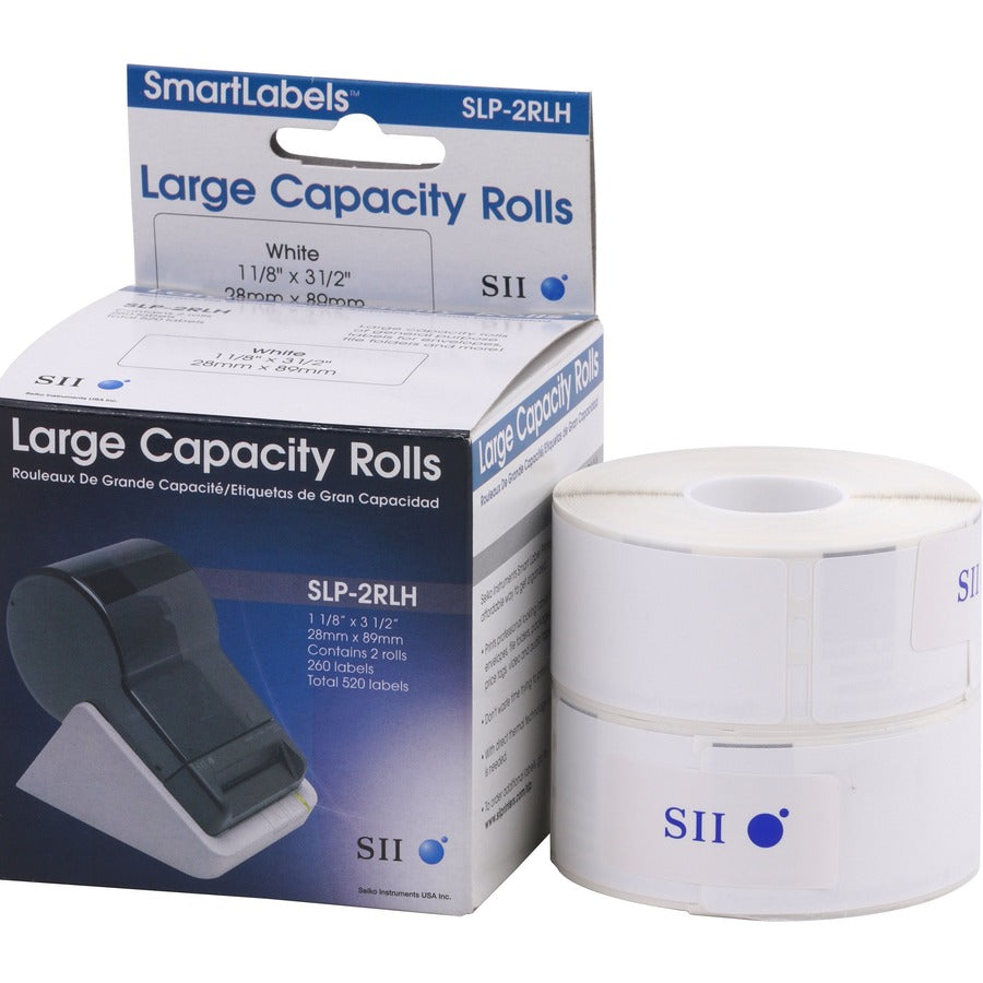 Seiko SmartLabels Large Capacity Address Label Rolls - 1 1/8" Width x 3 1/2" Length - Rectangle - Direct Thermal - White