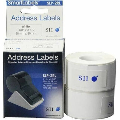 Seiko SmartLabel Printer Address Labels - 1 1/8" Width x 3 1/2" Length - Rectangle - Direct Thermal - White - Paper - 13