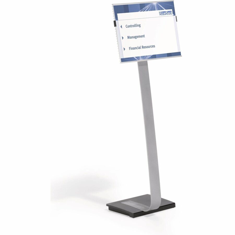 DURABLE Info Sign Floor Stand - 50" Height x 17" Width x 11.50" Depth - Aluminum, Iron, Stainless Steel - Gray, Black - 