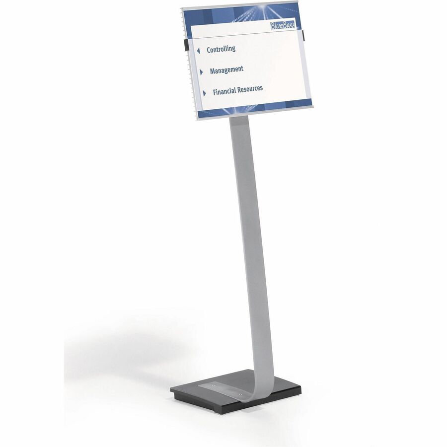 DURABLE Info Sign Floor Stand - 50" Height x 17" Width x 11.50" Depth - Aluminum, Iron, Stainless Steel - Gray, Black - 
