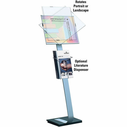 DURABLE Info Sign Floor Stand - 50" Height x 17" Width x 11.50" Depth - Aluminum, Iron, Stainless Steel - Gray, Black - 