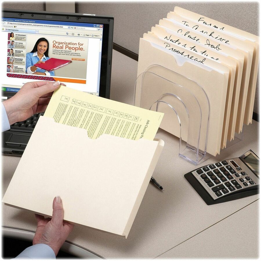 Smead Straight Tab Cut Letter Recycled File Jacket - 8 1/2" x 11" - 2" Expansion - Top Tab Location - 11 pt. - 2 Plys - 