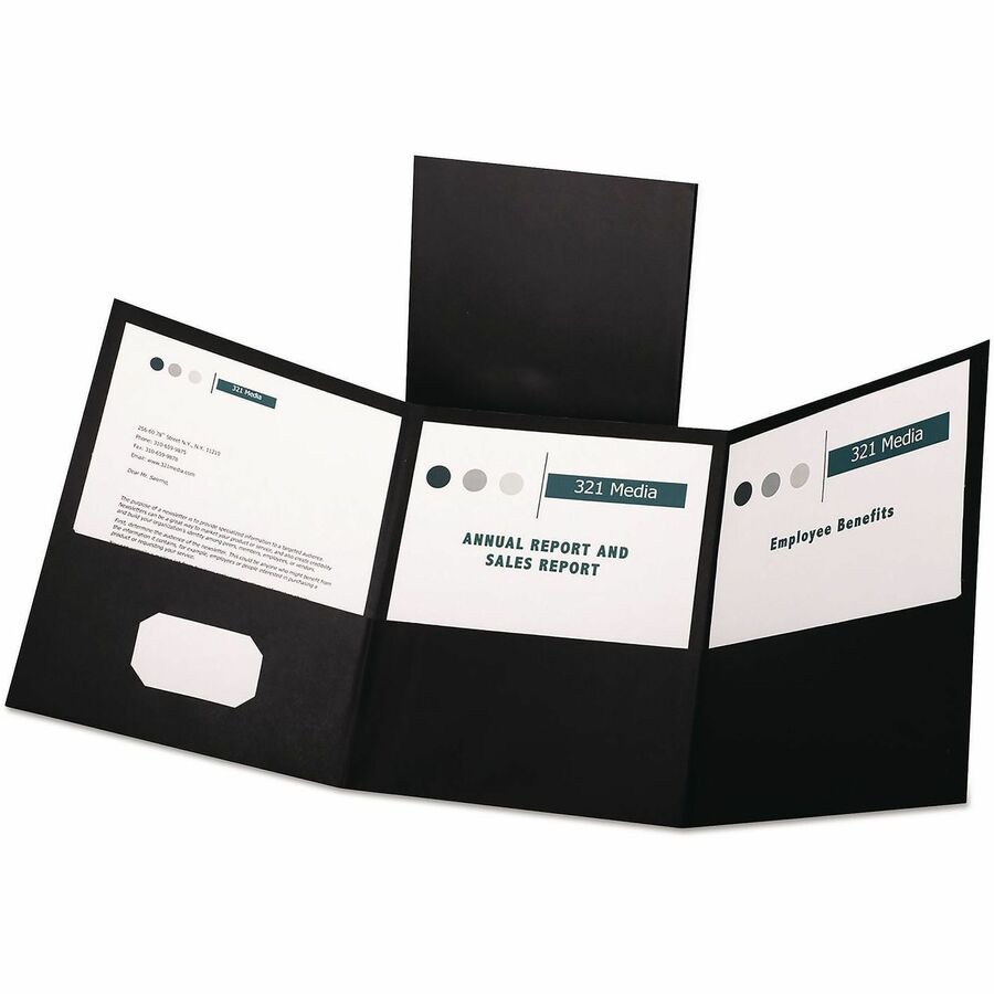 Oxford Letter Pocket Folder - 8 1/2" x 11" - 150 Sheets Capacity - 3 Pocket - Paper - Black - Durable - 20 / Box