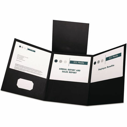 Oxford Letter Pocket Folder - 8 1/2" x 11" - 150 Sheets Capacity - 3 Pocket - Paper - Black - Durable - 20 / Box